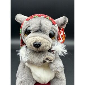 Ty Beanie Baby Bellies - NORDIC the Christmas Gray Dog 6" NEW Stuffed Animal Toy